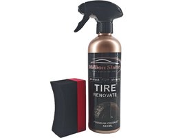 Millionshine Tire Black - Diep Zwarte Banden Glans + Spons - 500 ml - Banden Voeding - Detailing