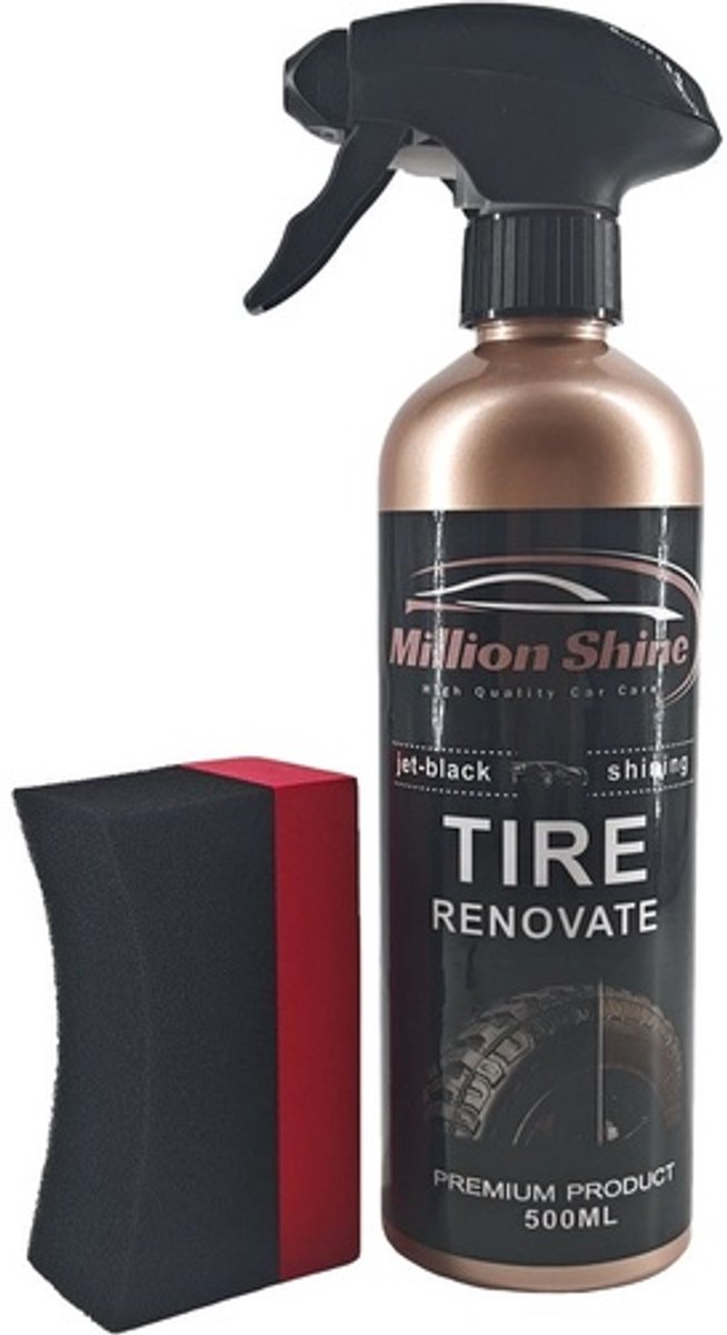 Millionshine Tire Black - Diep Zwarte Banden Glans + Spons - 500 ml - Banden Voeding - Detailing