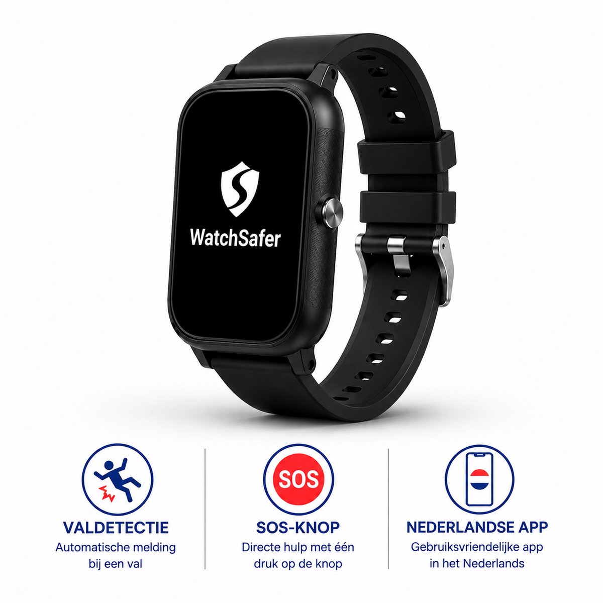 WatchSafer Protect - GPS Horloge Senior - Smartwatch voor Ouderen - Persoonlijke alarmen - alarm horloge ouderen - GPS Horloge Alzheimer - Valdetectie