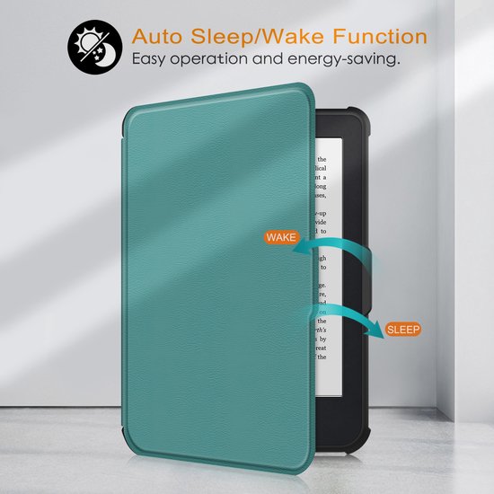IYUPP Ereader Hoes geschikt voor Kobo Clara BW / Kobo Clara Colour - Folio Case - Met Auto-Wake functie - Groen — afbeelding 4