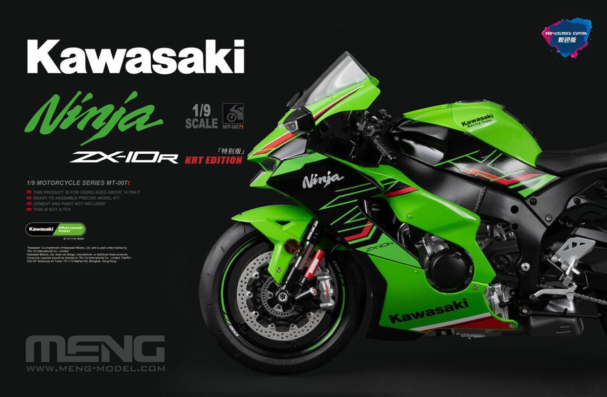 Meng Model Modelbouwpakket Motorfiets - MENG MT007T Kawasaki Ninja ZX-10R - KRT Edition - Japanse Motorfiets Plastic - 1:9 - Modelbouw