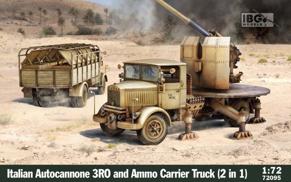 IBG Models Modelbouwpakket Militaire voertuigen - 72095 Autocannone 3Ro - Munitievoertuig 2-in-1 WWII - Italiaanse Artillerietruck Plastic - 1:72 - Modelbouw