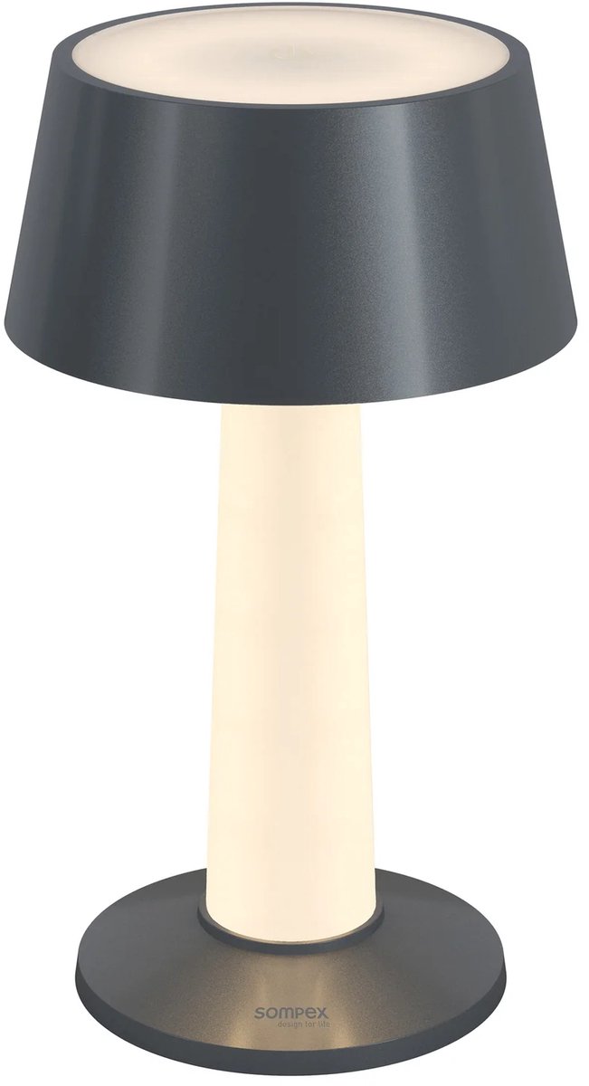 Sompex LULU, draadloze tafellamp , Grafiet- 19cm hoog dimbaar - oplaadbaar - Stijlvol voor binnen en buiten - en past zich perfect aan uw interieurstijl aan.