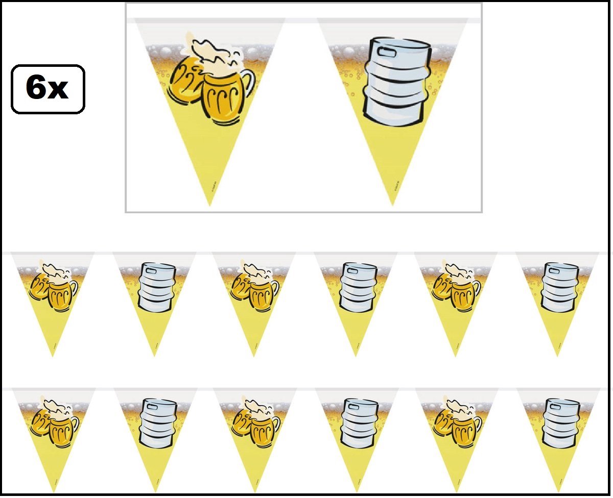 6x Vlaggenlijn bierfeest 10 meter - Oktoberfeest thema feest bierparty