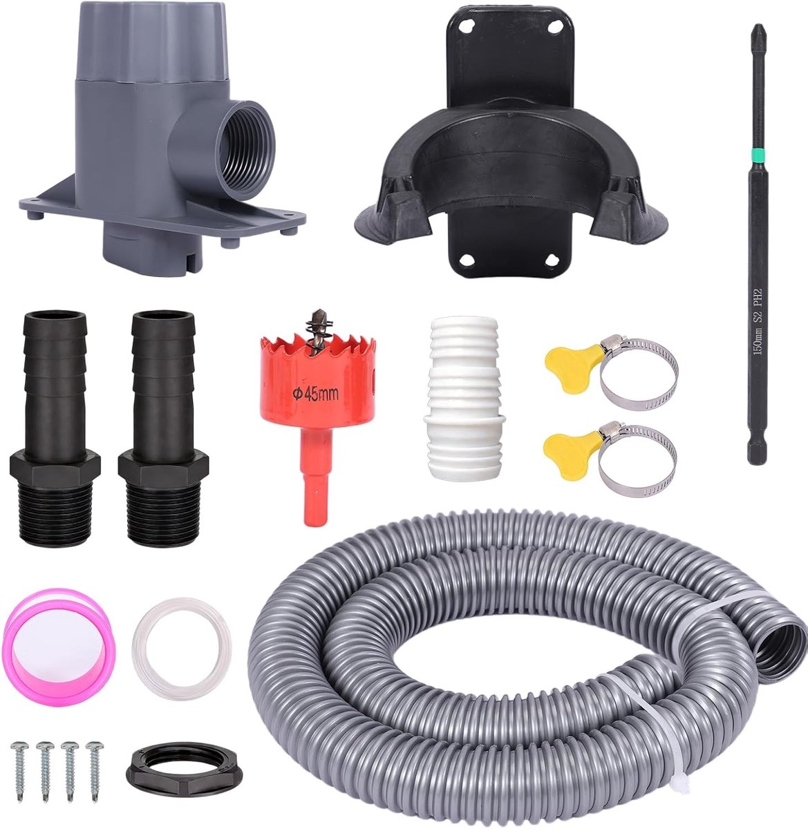 Regenwaterverzamelset voor Afvoerbuizen - Compleet met Slang en Montageaccessoires - Voor Tuin en Terras