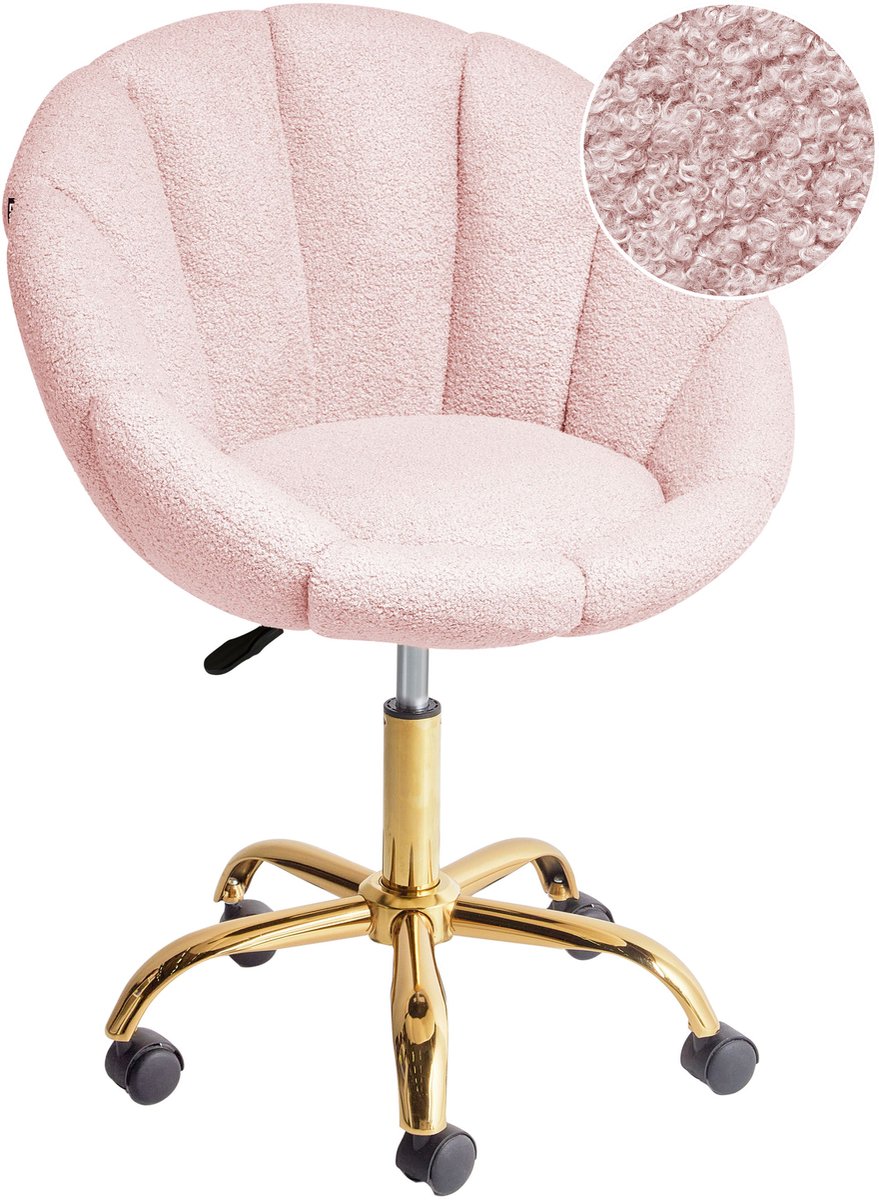 ANNABELLE - Bureaustoel - Pastelroze - Bouclé