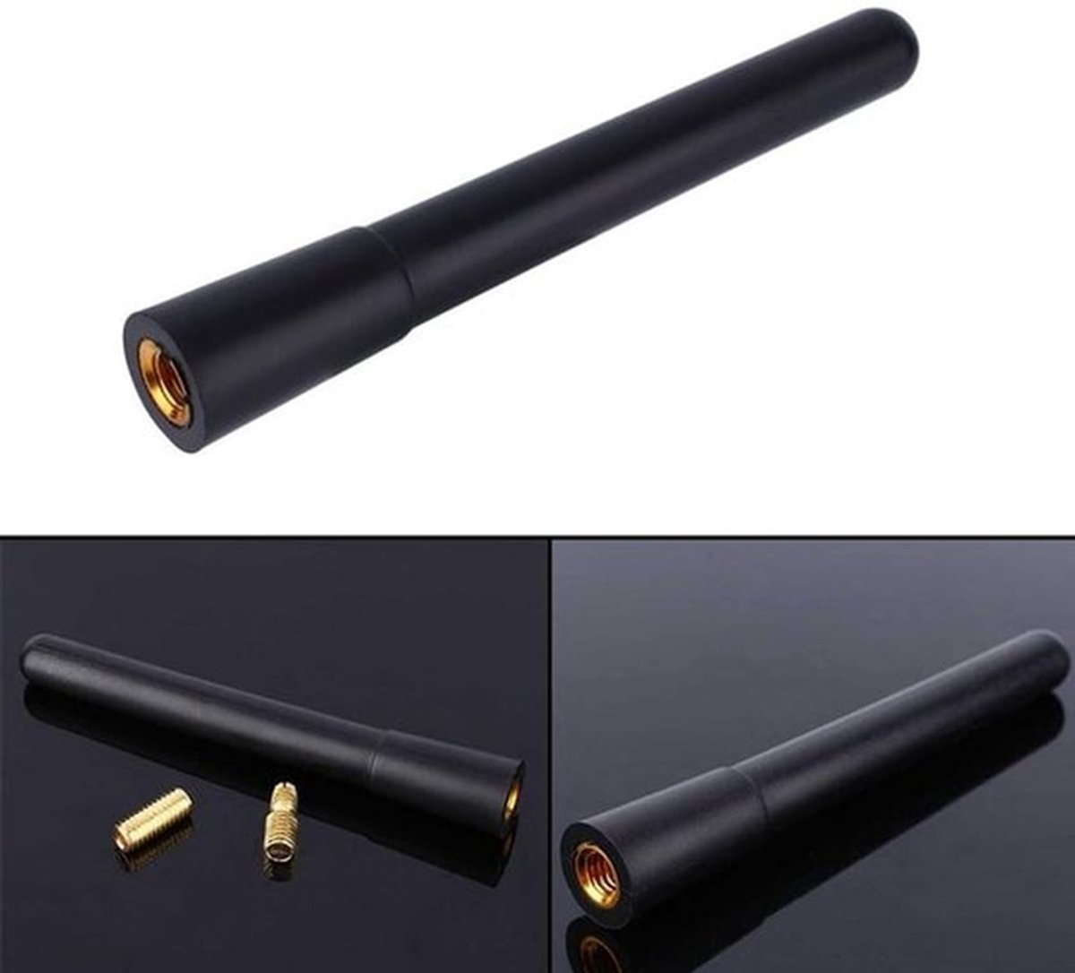 Antenne Korte Zwarte Aluminium - Antenne Auto Universeel - Antenne Radio - Eenvoudig te Installeren - Stabiele Prestaties - Compatibel met 5mm/6mm Schroeven - Autoantenne
