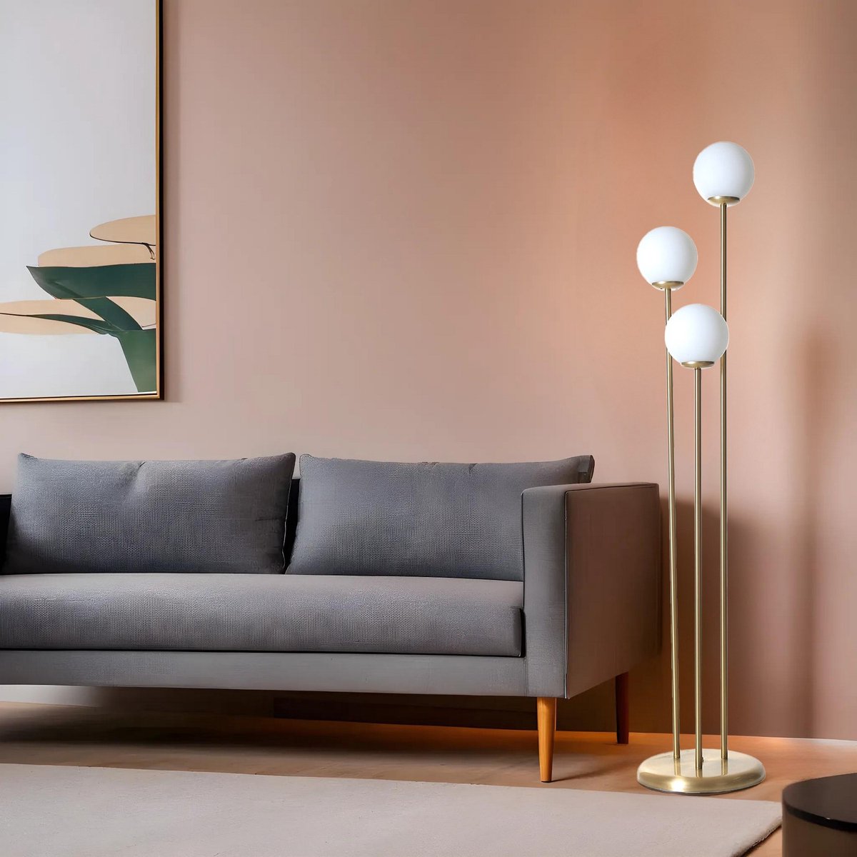 Asir - Vloerlamp - Wit en Goud - 30 x 30 x 150 cm