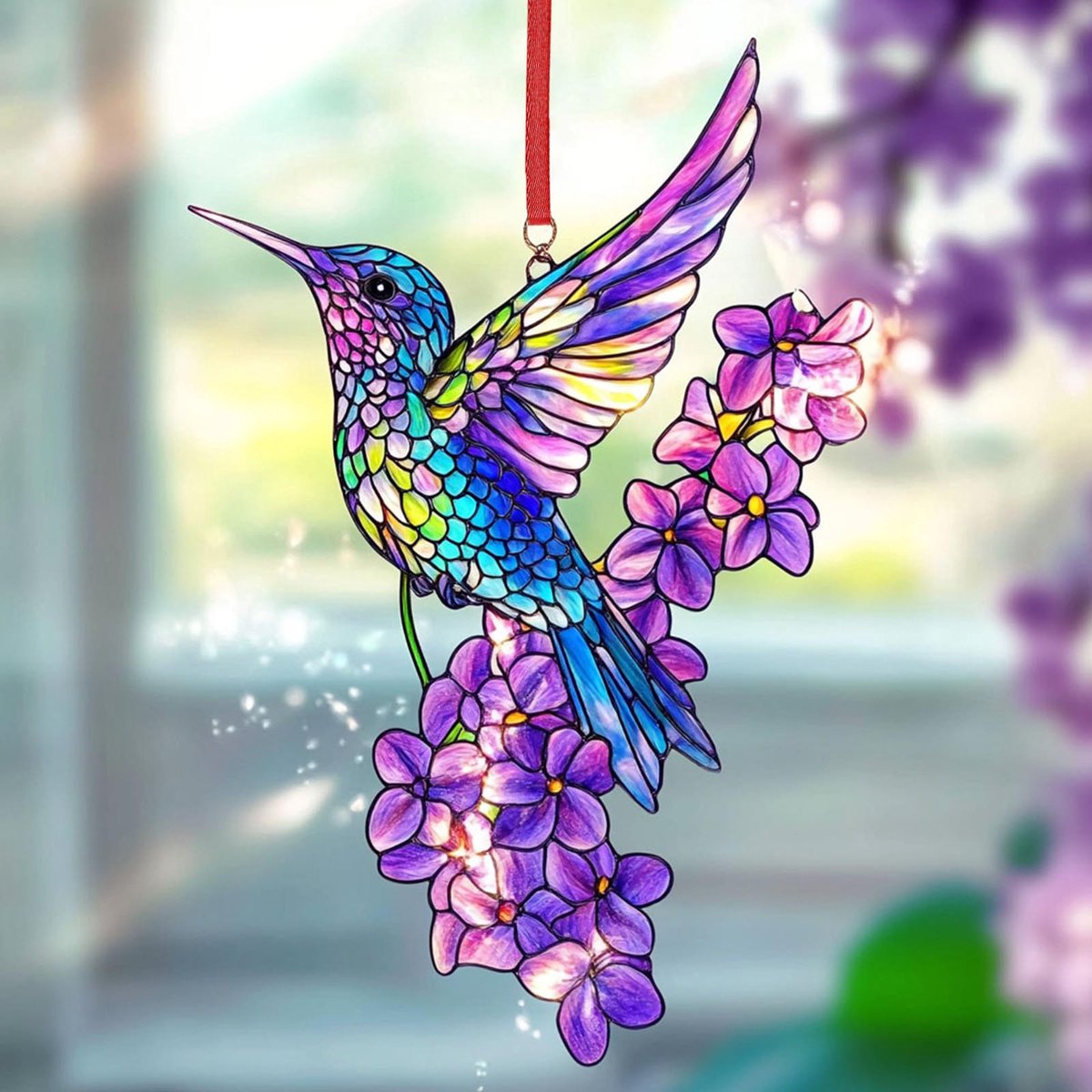 Suncatcher Kolibrie - Acryl hangers - Raamhanger - Zonnevanger - Raamdecoratie - Vogel Zonnevangers Raamhangers - Decoratieve Zonvanger Hangers - Huisdecoratie - Hangende raamhangers - Voor binnen en buiten, woonkamer, raam, balkon, tuin - 20*20CM