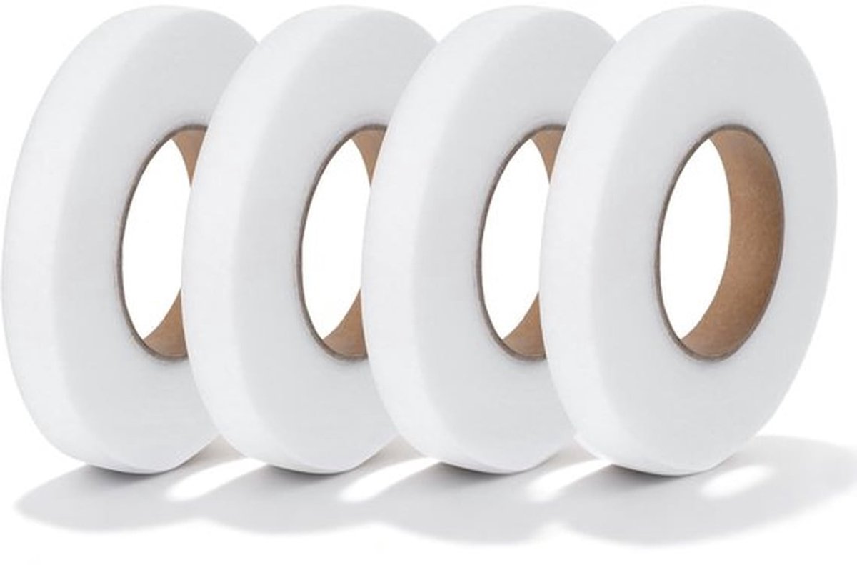 Strijkband Wit - 4 Rollen - Hittebestendig - Gordijnband - Naadband - Textielverbinding - Duurzaam Polyamide - Textielband