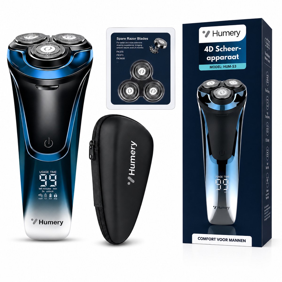 Humery Elektrisch Scheerapparaat IPX7 Waterdicht met Pop-up - Humery - €49,99