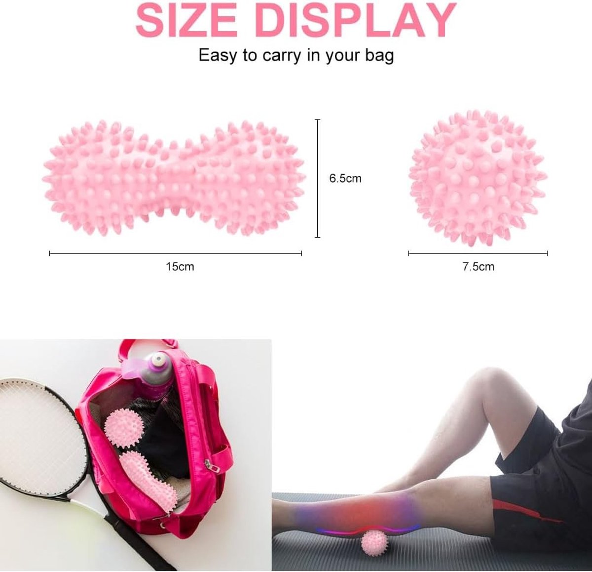 Voetmassageapparaat - Lichtroze - 2-delige Set - Hard PVC Massageballen - Voor Lichaams- en Voetmassage