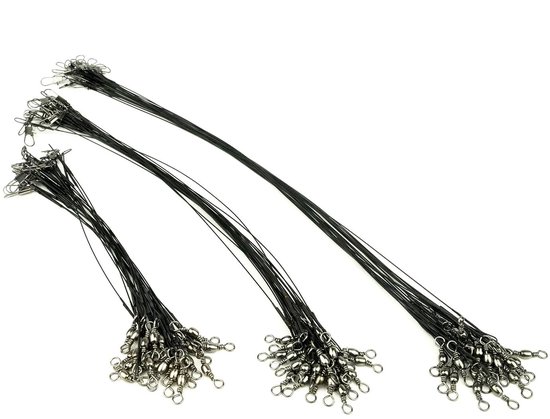 72 x Stalen Onderlijntjes Zwart Roofvis 18 - 26 - 33 cm Snoek Onderlijnen Staal Kunstaas Onderlijn — afbeelding 4