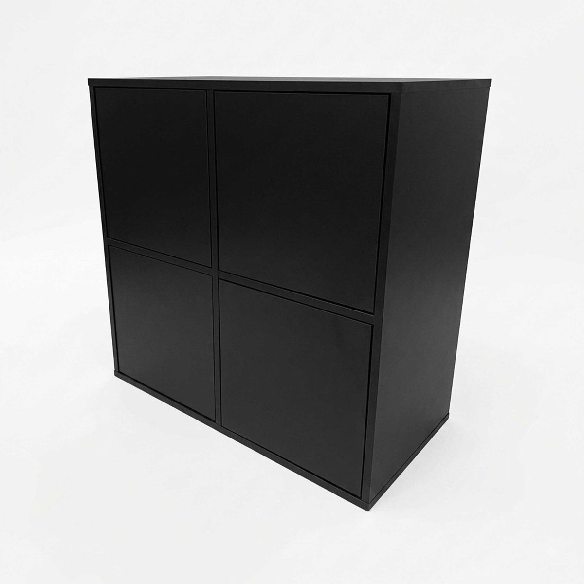 VDD - Vinyl kast - Opbergkast - LP Opslag - Vinyl opslagmeubel - Push-to-open deurtjes - Zwart