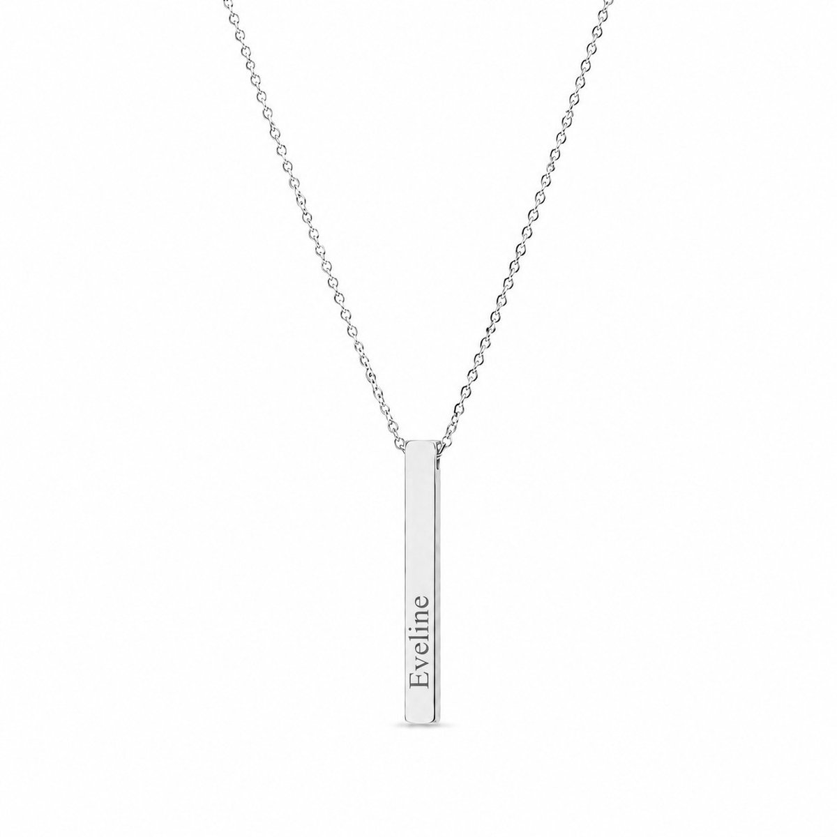 Dames Ketting 3D Staaf Zilver