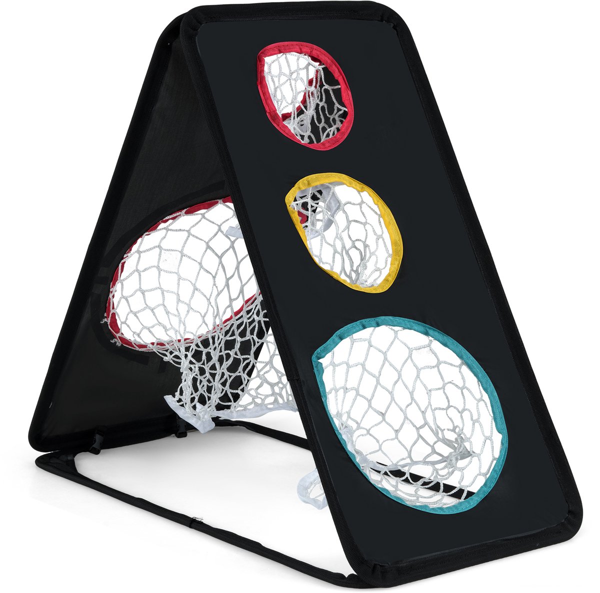 COSTWAY Golf-chipping net, dubbelzijdig oefennet, draagbaar en opvouwbaar, golfnet van Oxford-weefsel met 5 doelzones en driehoekige structuur, golfdoelnet, trainingsnet voor binnen en buiten