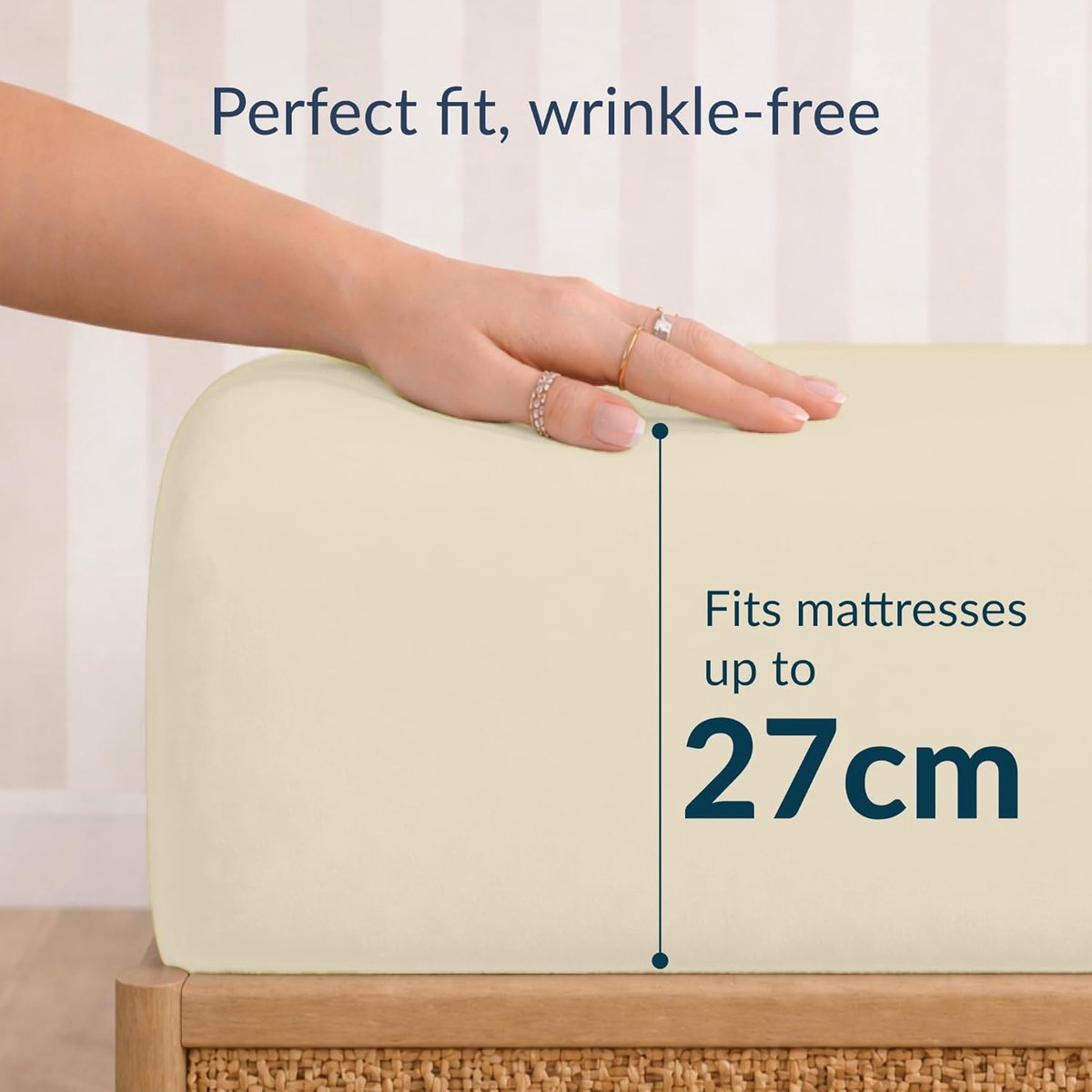 SnelShoppen - Fitted sheet 180x200 cm met 30 cm instophoeken, 100% polyester, ultra-zacht microvezel, beige, Oeko-Tex gecertificeerd voor optimaal com