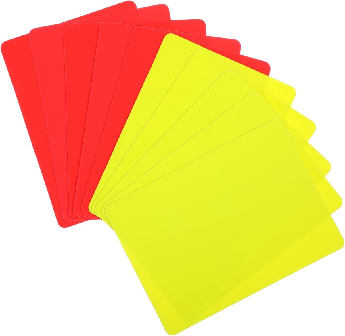 SnelShoppen - 10pcs Voetbal Scheidsrechterskaarten Set, Gele en Rode Kaarten, Duurzaam PVC, Ideaal voor Sportwedstrijden, 5 Gele en 5 Rode Kaarten
