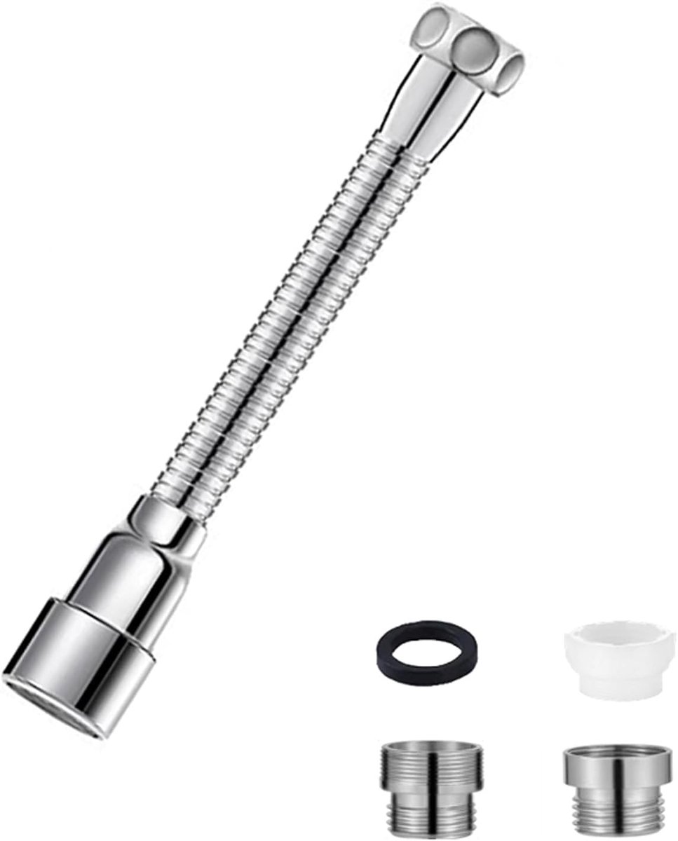 SnelShoppen - Flexible Faucet Extension 20cm - Keuken Kraan Verlenging met 2 Tap Adapters - Rvs Water Tap Extension met 2 Modi voor Keuken en Toilet