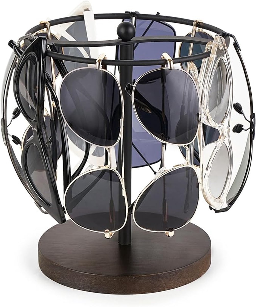 Draaibare brillenstandaard - Brillenstandaard - brillenorganizer - Display Stand - Brillenhouder - 360° draaibare - opbergdisplay voor dressoir, bureau, aanrecht - zwart