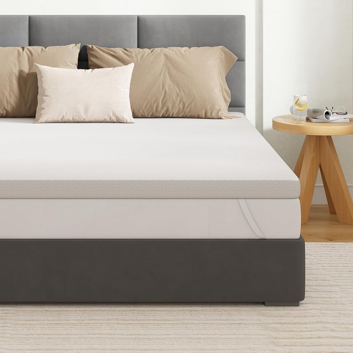 SnelShoppen - Matrastopper 160 x 190 cm - 5 cm Hoog Traagschuim - Oeko-Tex Gecertificeerd - Afneembare en Wasbare Matrasbeschermer voor Boxspringbed e