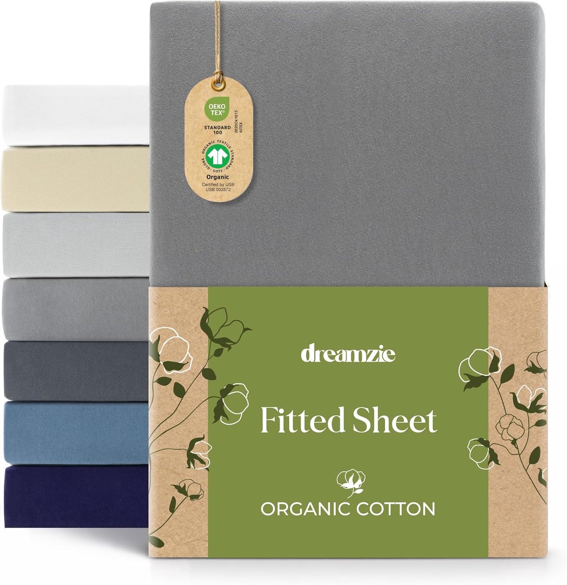 SnelShoppen - Hoeslaken 120x200 cm en 130x200 cm, 100% Biologisch Katoen Jersey, Hypoallergeen, Matrashoogte tot 32 cm, Antraciet, Luxe Slaapcomfort