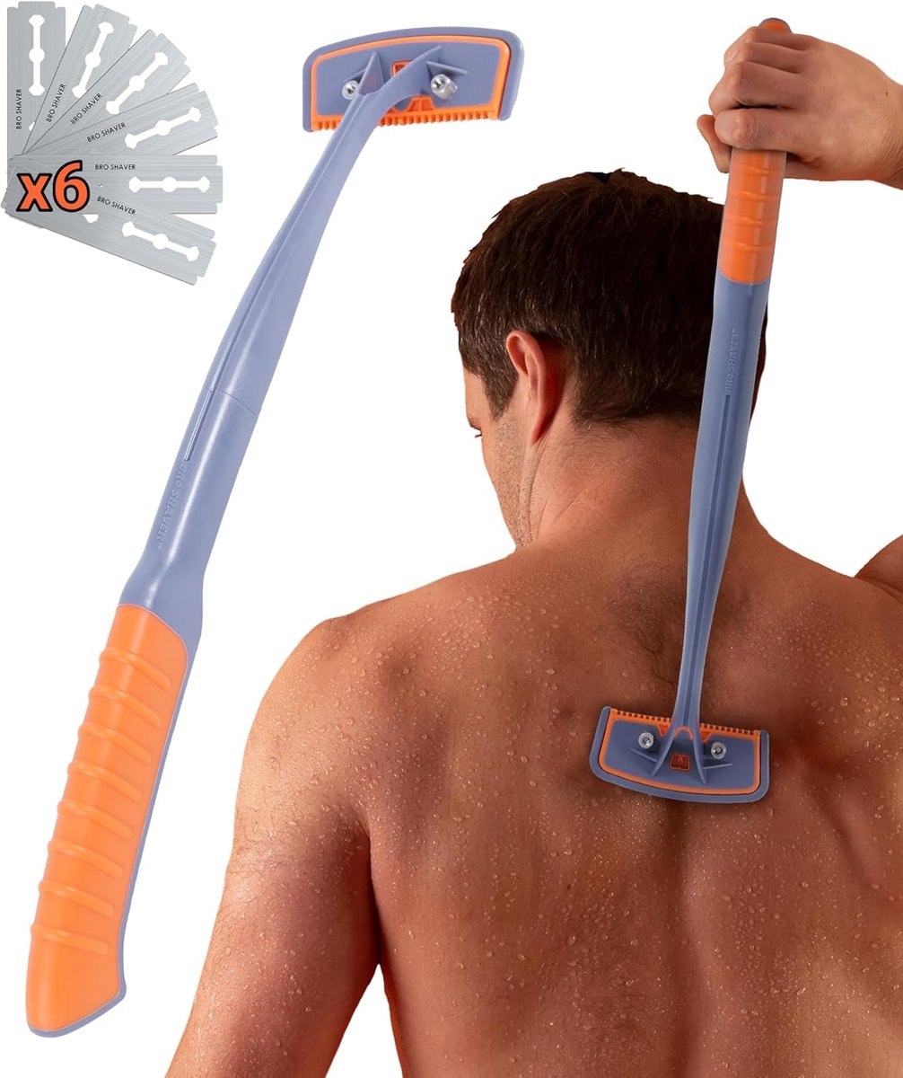 SnelShoppen - BroShaver 3.0 DIY Rug- en Lichaamshaartrimmer met 6 Mesjes - Ergonomisch Handvat voor Nat of Droog Scheren voor Mannen - Perfect voor Th