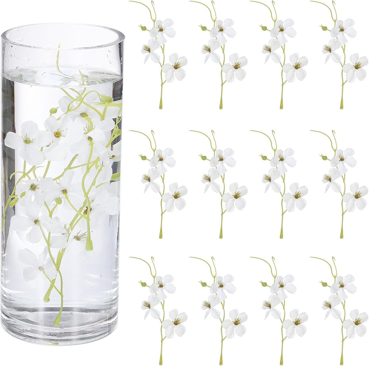 SnelShoppen - 12 Stuks Drijvende Bloemen voor Centerpieces - Kunstbloemen Zijde Wit voor Vazen Decoratie - Ideaal voor Feesten, Thuis, Tafel, Bruiloft