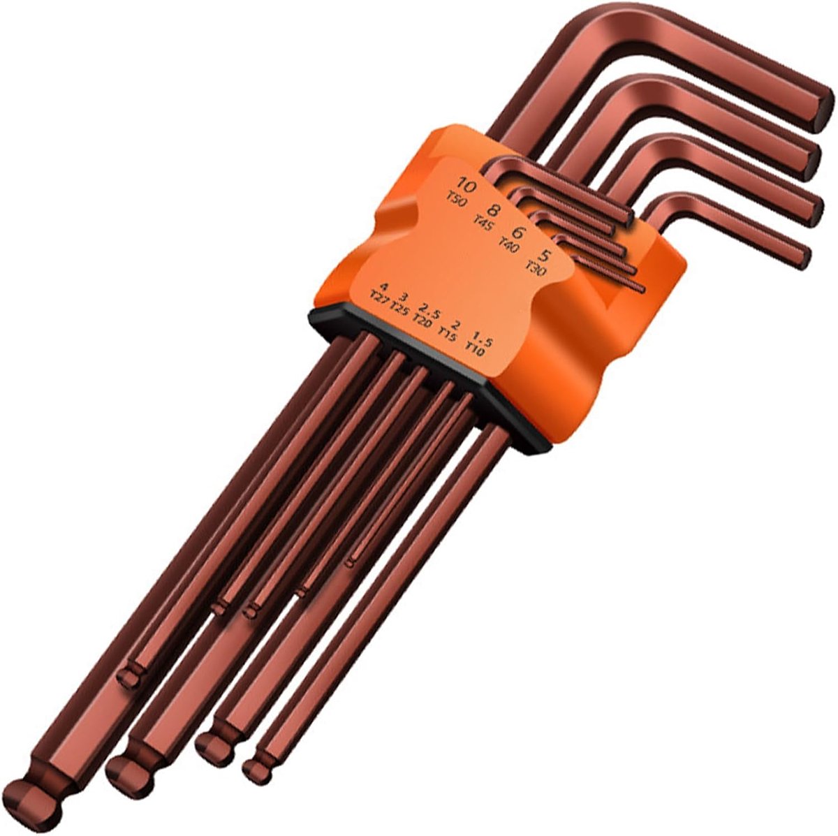 SnelShoppen - Set van 9 Ball Head Inbussleutels (1.5-10 mm) - RVS Hoekwrench voor Precisiewerk, Modelbouw en Elektronica