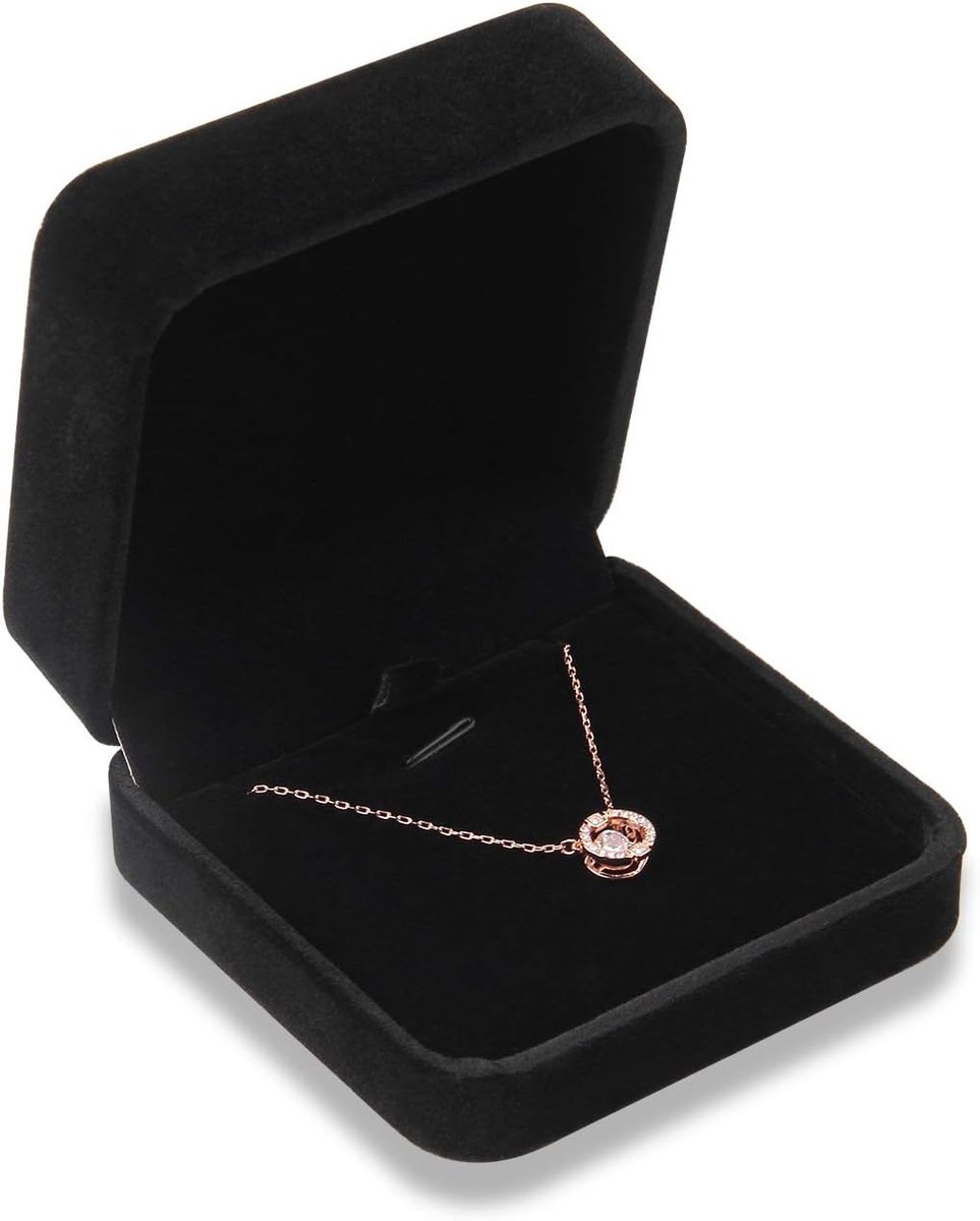 SnelShoppen - Velvet Necklace Pendant Bracelet Display Box - Sieraden Gift Box - Zwart - Geschikt voor Kettingen, Hangers - Luxe Plastic met Velvet Vo