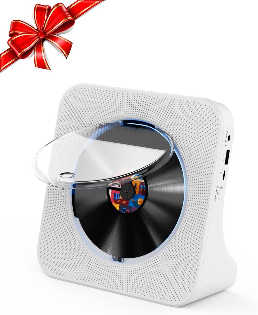SnelShoppen - Bluetooth CD Speler met Luidspreker, FM Radio, USB, AUX, Alarmklok en Afstandsbediening - Multifunctionele CD Speler voor Thuis, Camping