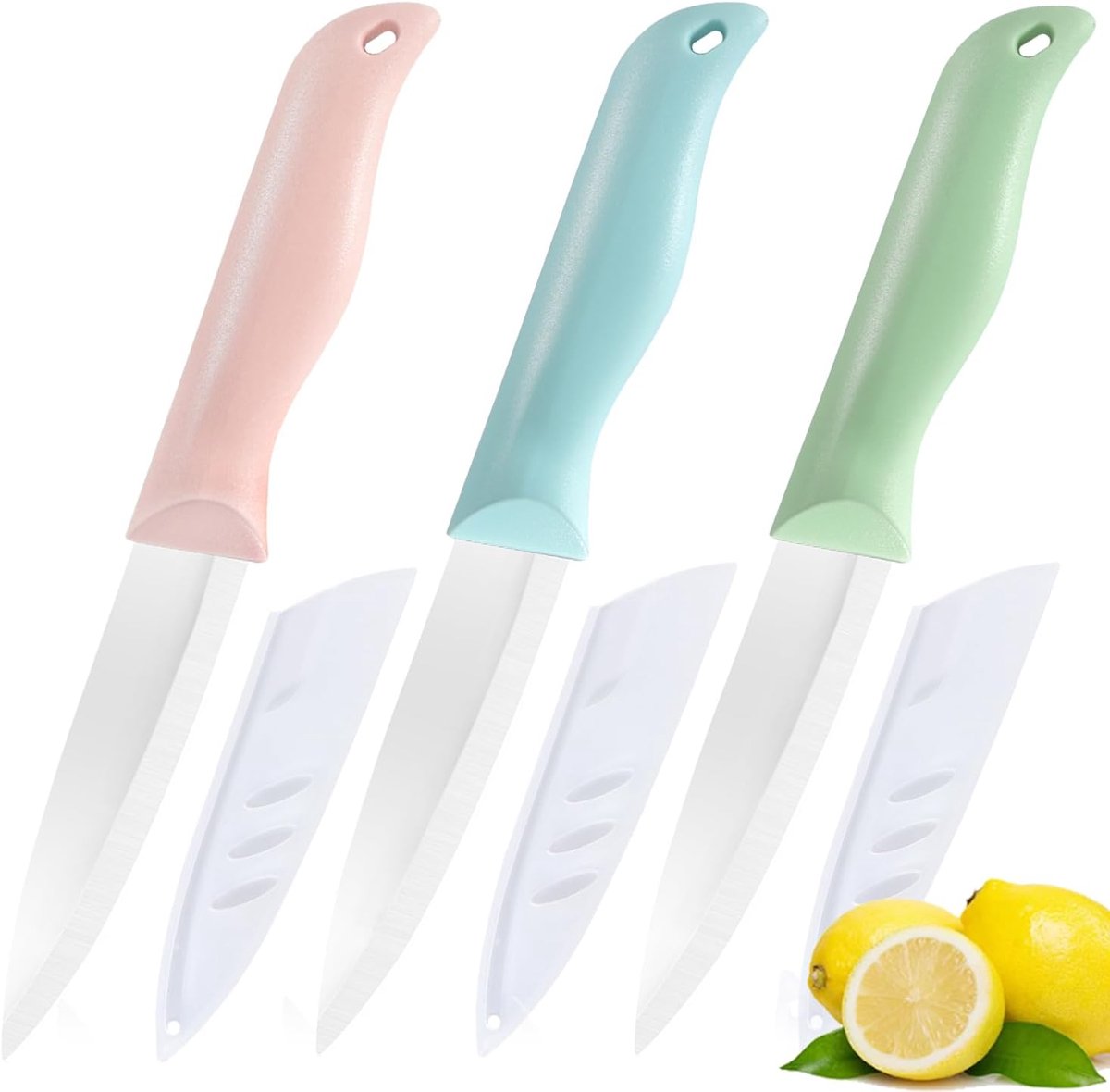 SnelShoppen - 3 stuks keramische messen set - 4 inch fruitmes, ideaal voor groenten, fruit en vlees - hoogwaardig zirconia keramiek, scherp en duurzaa