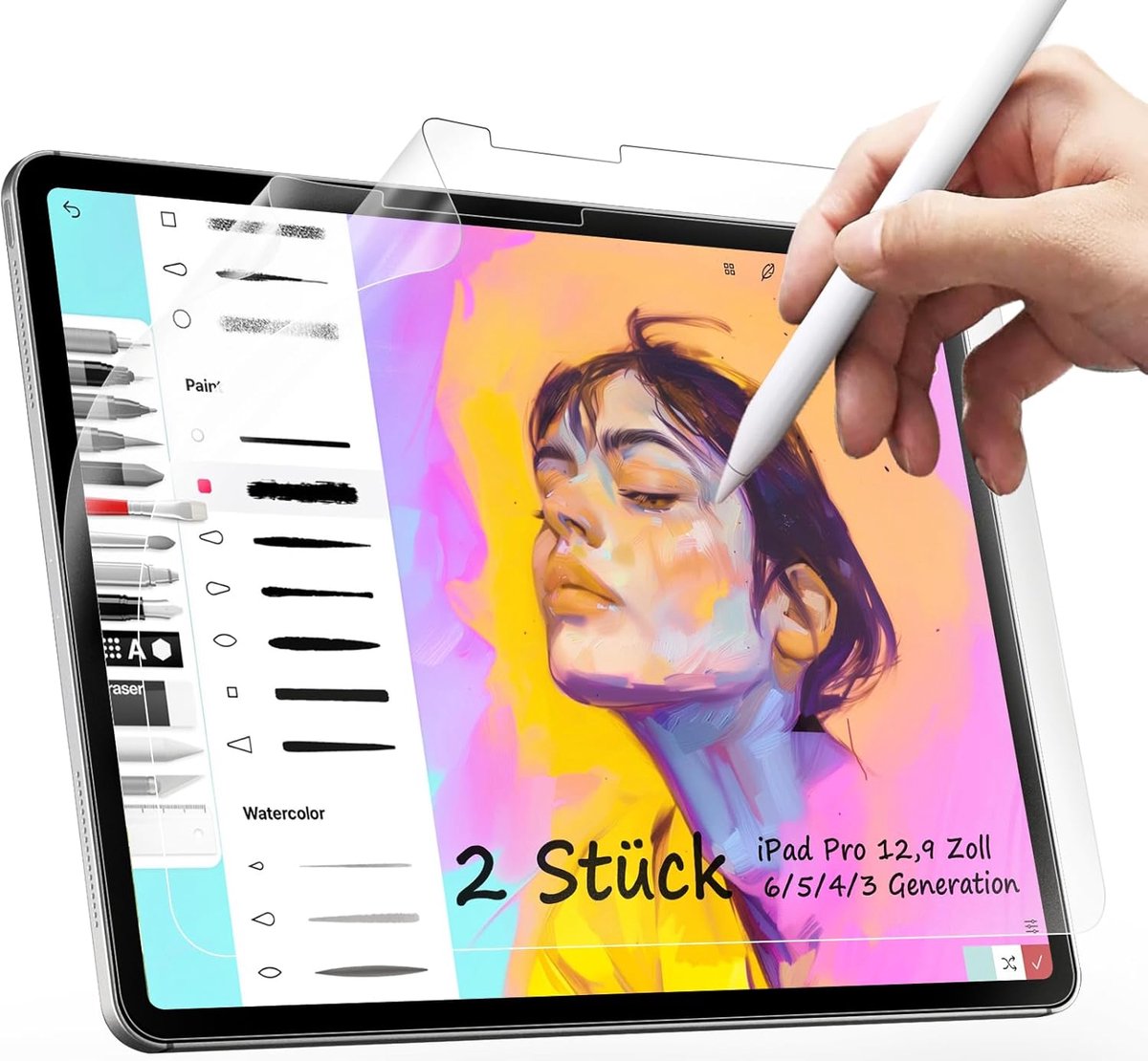 SnelShoppen - Pack van 2 Paper Screen Protector Films voor iPad Pro 12.9 Inch 2018/2020/2021, Matte Anti-Glare Film voor Teken, Schetsen en Schrijven