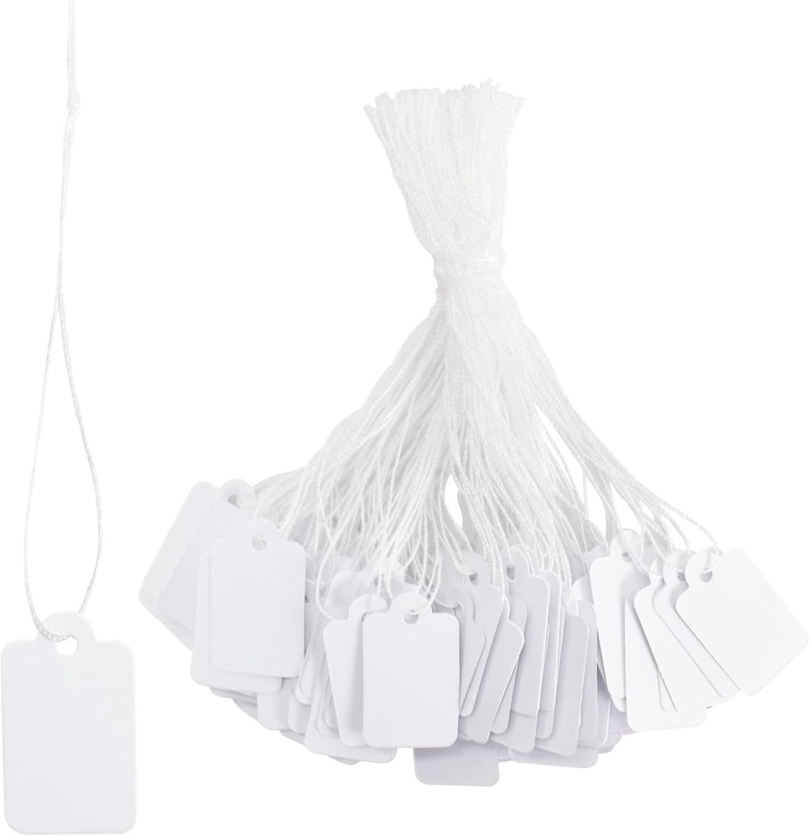 SnelShoppen - 500 Stuks Price Tags - Mini Blank Marking Labels 24x15 mm - Kartonnen Labels met Katoenen Draad voor Kleding, Prijs Labels, Schrijfbare