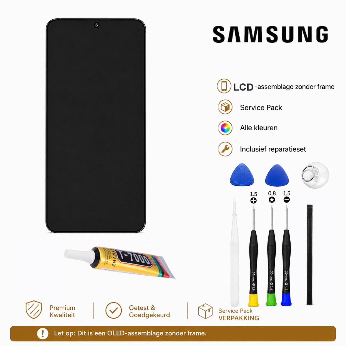 LCD Scherm zonder Frame voor Samsung Galaxy A06 A065 (2024) – Gereviseerd – Alle Kleuren - Incl. Reparatieset & GLUE
