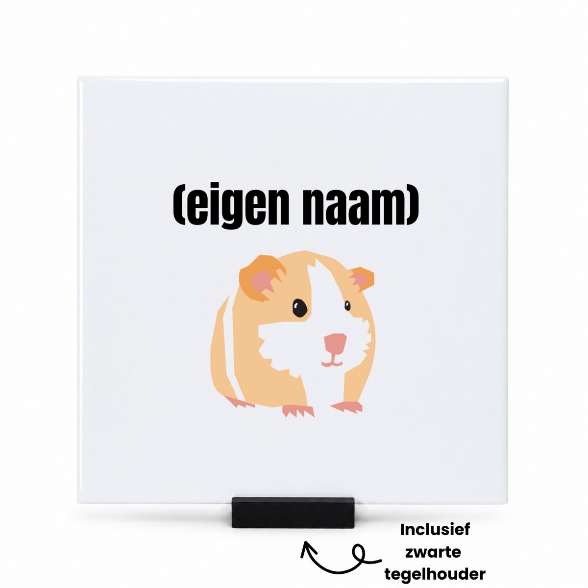 Hacebo cavia met eigen naam tegeltje met tegelhouder - Cavia - iemand die cavia's heeft - tegeltjes met tekst - cavia liefhebber - dieren - cadeau - verjaardag - kado - spreuktegels - 15x15 CM Wit