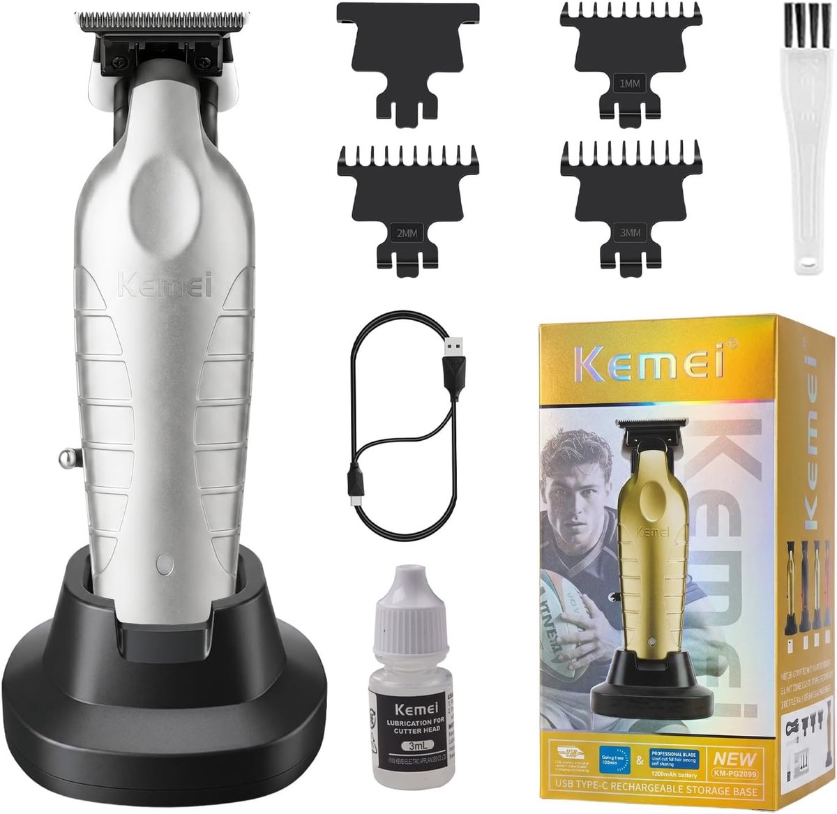 SnelShoppen - Professionele Haartrimmer voor Mannen, Draadloze Baardtrimmer met Keramisch Mes, Lange Batterijduur, Dubbel Oplaadsysteem, Inclusief Opl