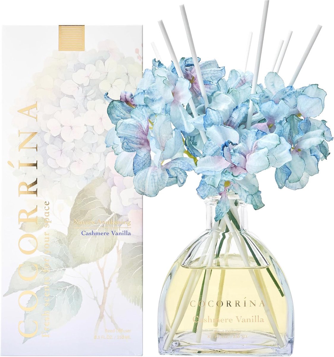 SnelShoppen - Geurstick Kasmiris Vanille 250 ml - Home Fragrance met 8 Sticks - Decoratie voor Woonkamer, Slaapkamer, Kantoor, Badkamer - Warm en Calm