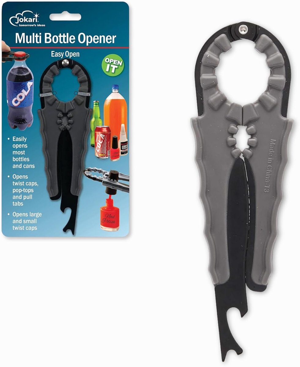 SnelShoppen - Multi Bottle Opener - Flessenopener, Blikopener, Potopener, Nagellakopener - Handige Keuken Gadget Voor Feest, Kamperen, Handpijn, Non-S