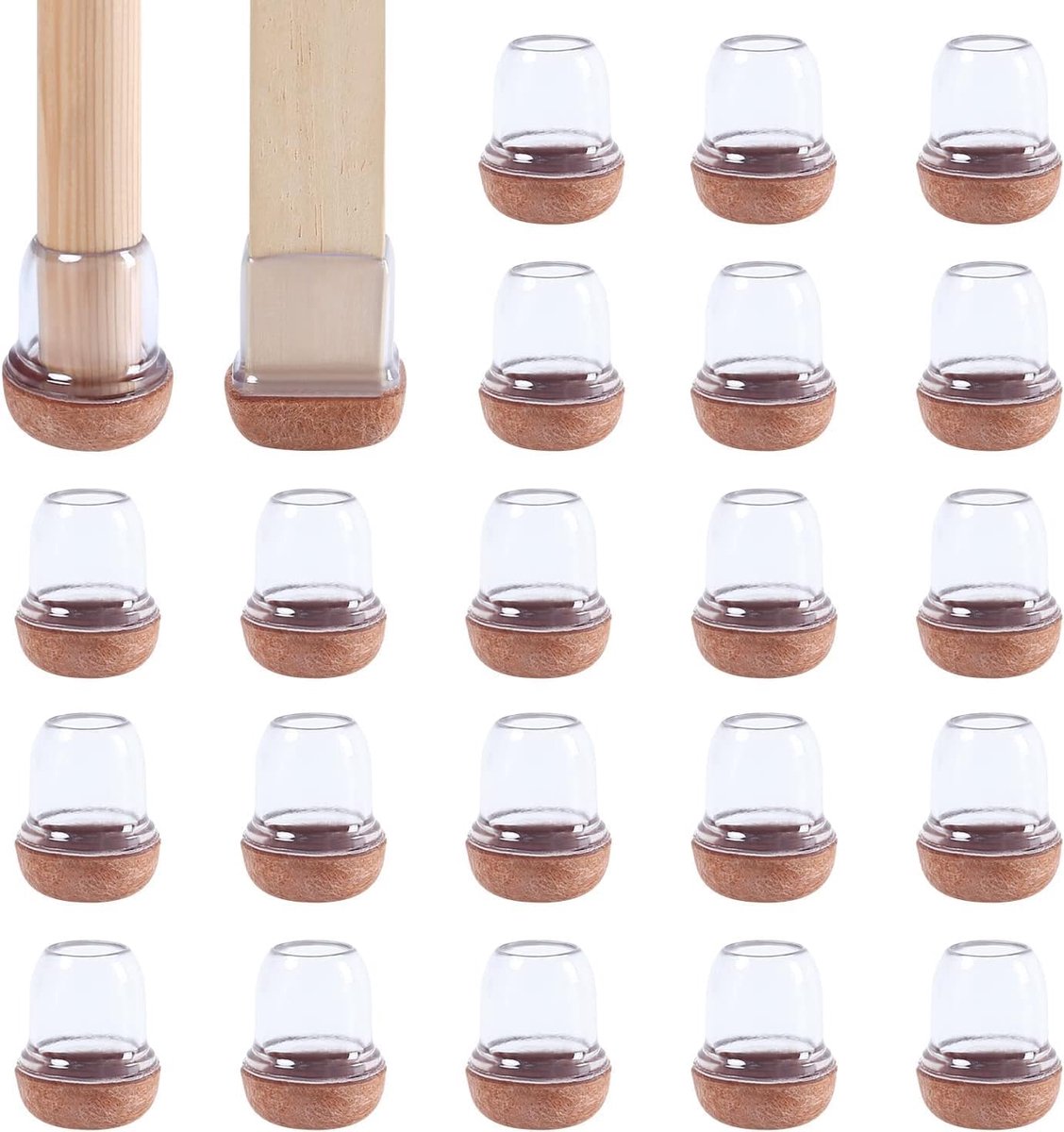 SnelShoppen - 24 Stuks Silicone Stoelpootbeschermers 1.5-3.2cm, Transparante Meubelbescher