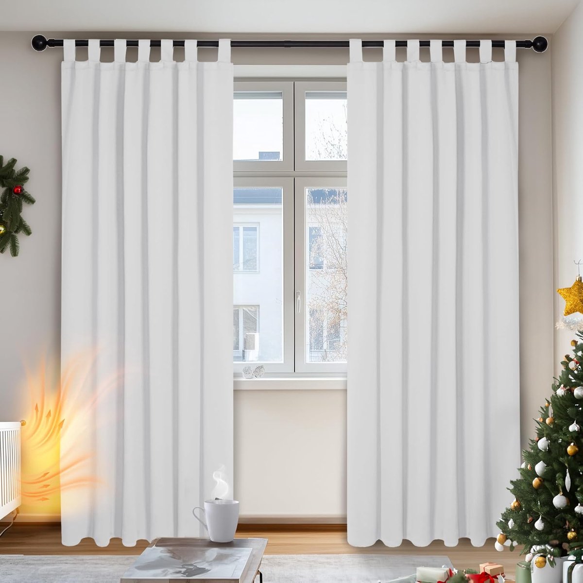SnelShoppen - Deconovo Blackout Gordijnen Beige, Opaque Thermische Gordijnen voor Woonkamer en Slaapkamer, 140x145 CM, 2 Panelen, Makkelijk te Hangen