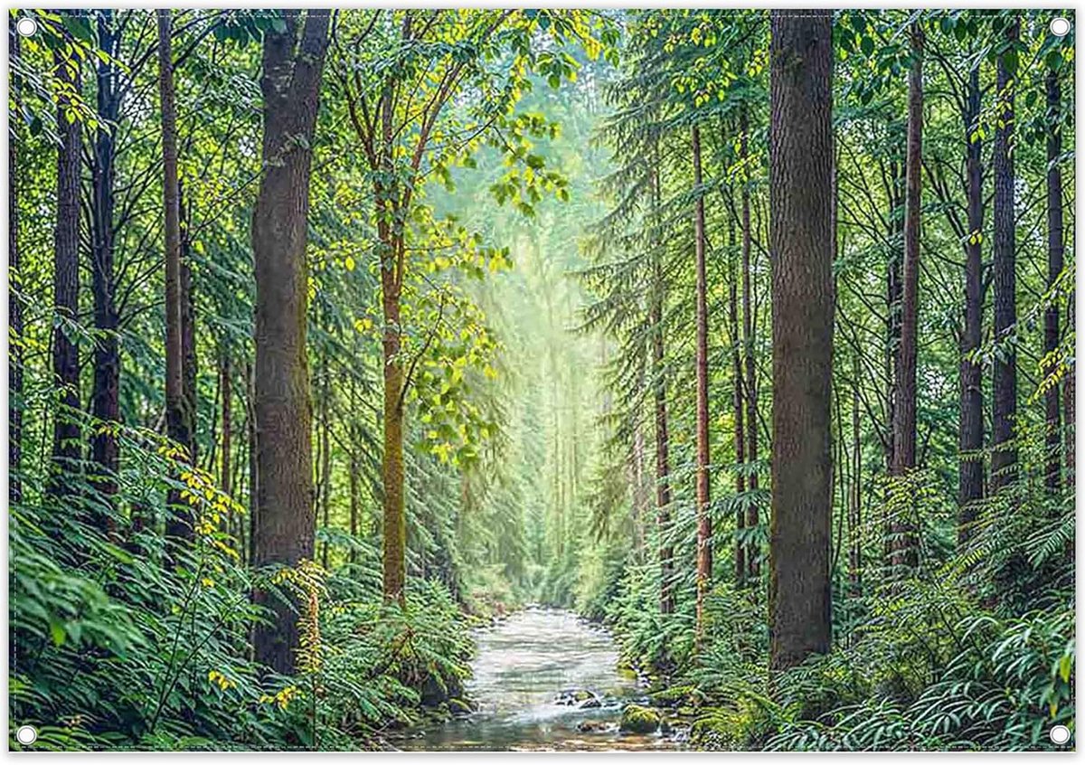 SnelShoppen - Fotografie Achtergrond 2,1 x 1,5 m Bosboom Beekloop Natuurlijk Landschap Polyester voor Outdoor Avonturen Wandelen Decoraties Fotobooth