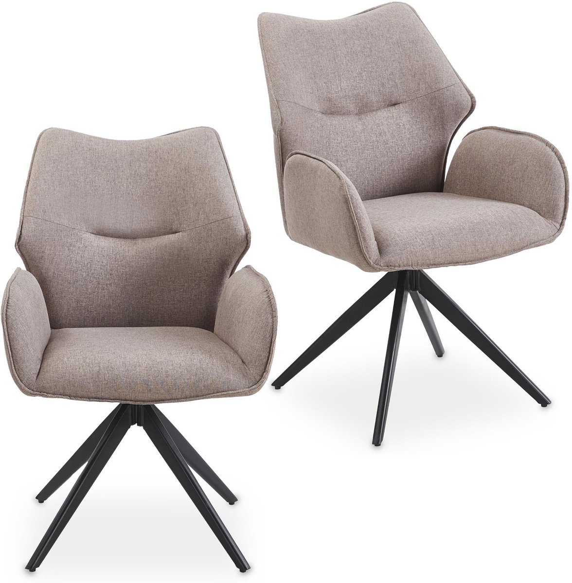 Eetkamerstoelen TIMNA, set van 2, 360° draaibaar – taupe