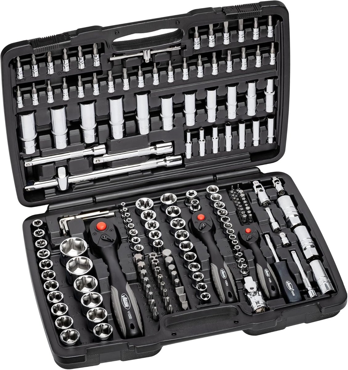 SnelShoppen - 172-delige Steeksleutel Set, Krachtige en Precieze Ratchet Set met Ergonomische Handgreep, Ideaal voor Klussen en Onderhoud, Glanzend Af