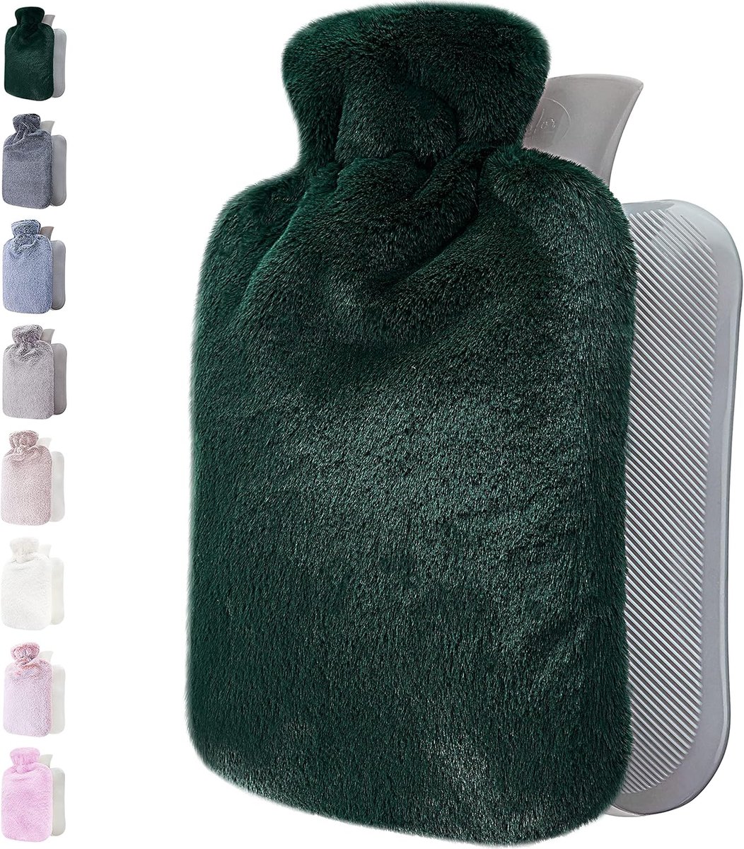 SnelShoppen - Warmwaterkruik met Zachte Premium Fleece Cover - Groene 2L Verwarmingspad voor Menstruatiekrampen en Pijnverlichting - Hot en Koud Kompr