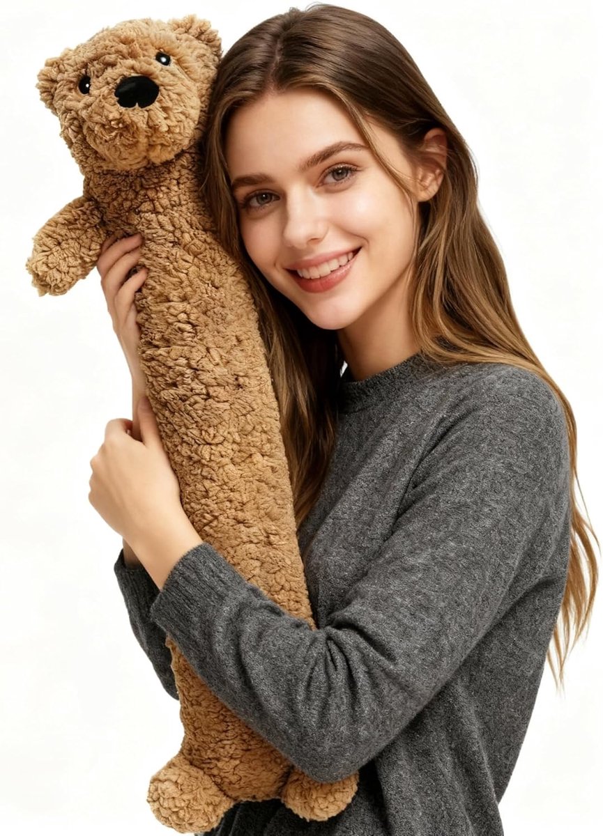 SnelShoppen - Lang Hot Water Bottle met Deksel Beer voor Kinderen 2L Zacht Pluche Groot Warmwaterkruik