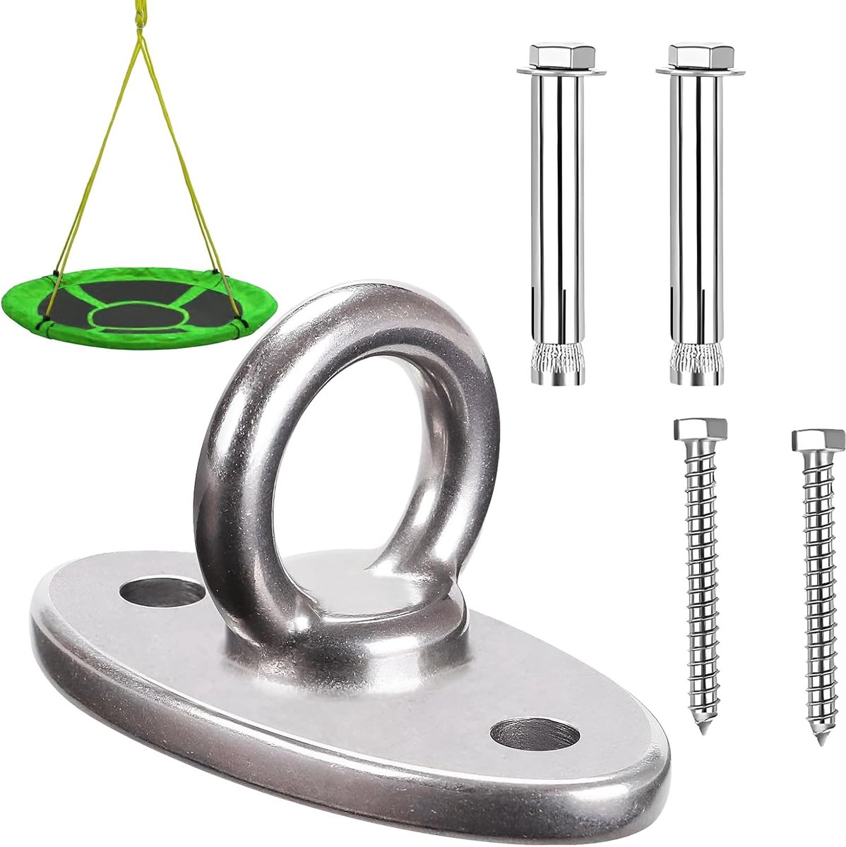 SnelShoppen - Heavy Duty M8 Ceiling Hooks - RVS 304 Ophanghaak Set voor Hangstoel, Swing Hook, Betonnen Plafond Hanger, 500 kg Draagkracht