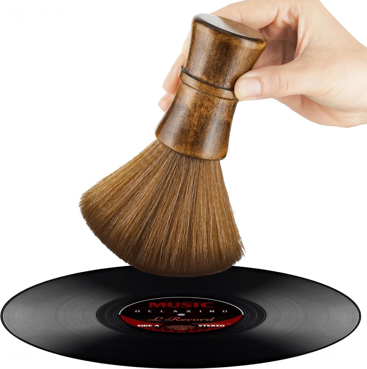SnelShoppen - Vinyl Record Cleaning Brush Bamboo - Hoogwaardige Microvezel Borstel met Beukenhouten Handvat voor Platen, CD's, en Audio Apparatuur