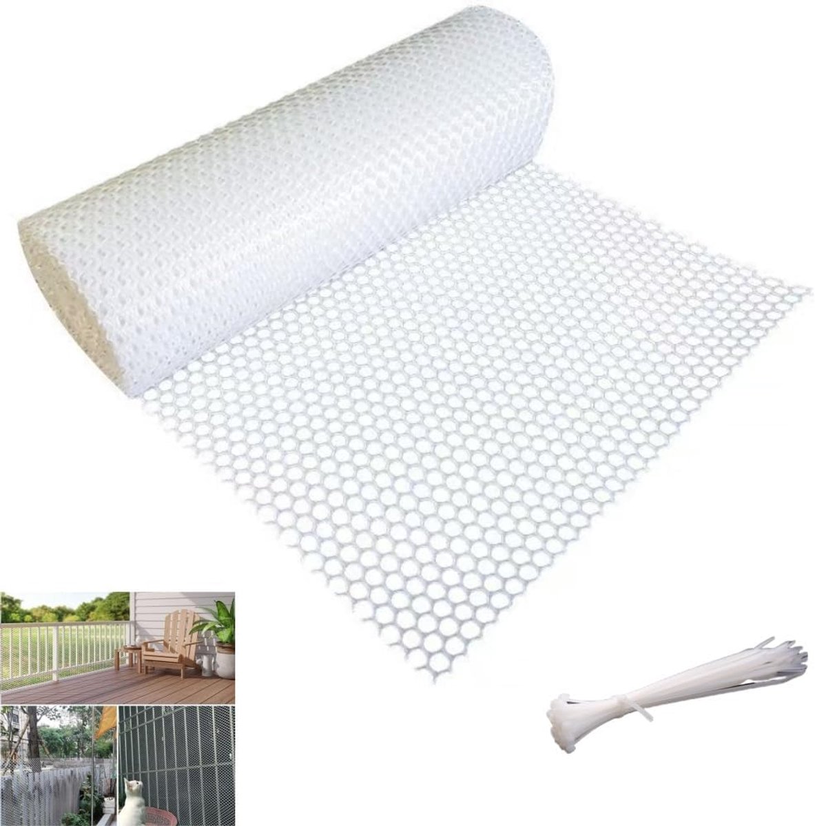 SnelShoppen - ABS Plastic Hennen Gaas, Kippen Fencing, Hexagonaal Tuinhek, Dieren Netting, 40cm x 5m, Wit, Duurzaam en Lichtgewicht voor Tuin en Kluss