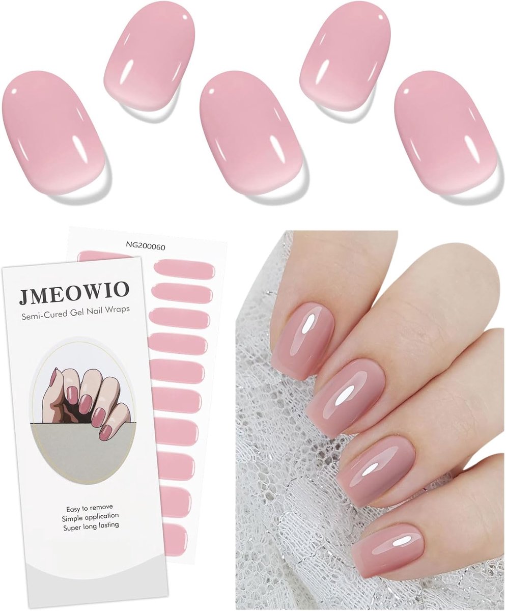 SnelShoppen - Pink Nail Foil Gel Nail Art Sticker UV Nagelstickers - 20 Stuks Semi-Cured Gel Nagel Stickers - Gemakkelijk in Gebruik - Duurzaam en Vei
